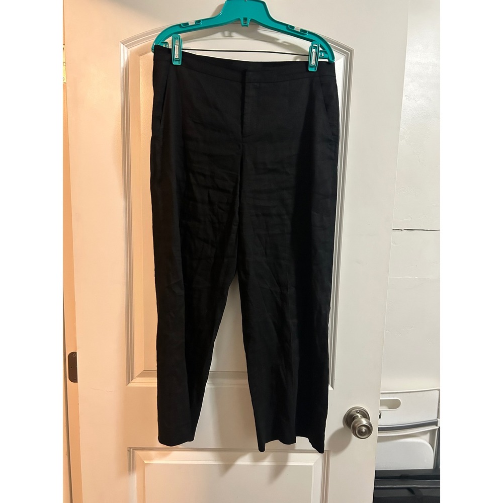 Kobi Halperin Womens Black Linen Blend wide Leg Trousers Pants‎ Size 10